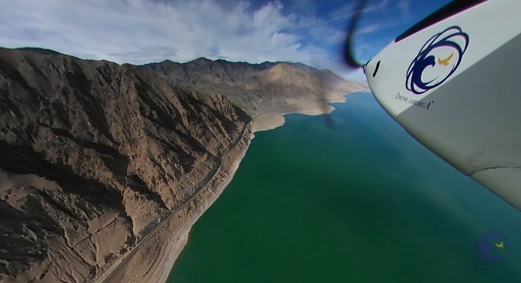 Drone America Savant™ unmanned aircraft on its historic 39-mile package delivery flight over Walker Lake, NV.